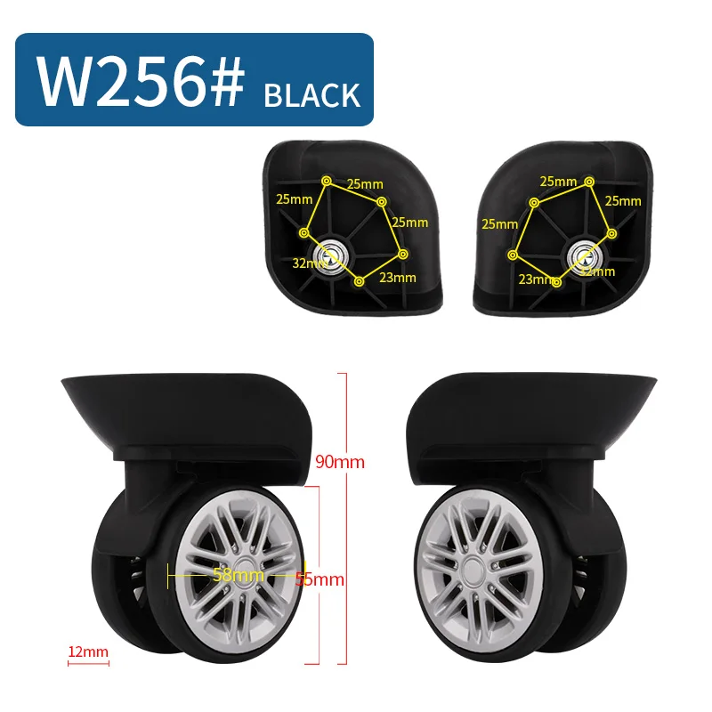 Чехол для ремонта багажного колеса maintenan, чехол с паролем, аксессуары для замены багажа, черные Универсальные ролики - Цвет: W256(2 Wheels)Black