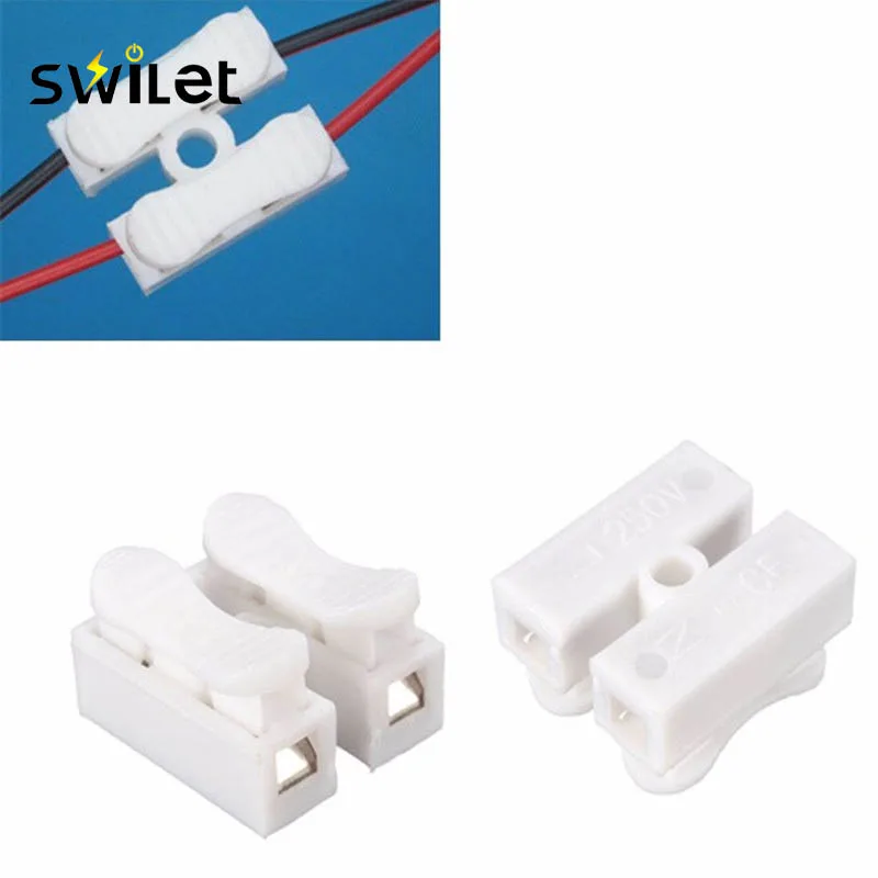 

10pcs/lot 2P Spring Wire Quick Connector Splice with No Welding No Screw Cable Clamp Terminal 380V 10A for LED Strip Light Lamp