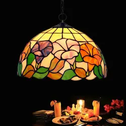 Итальянский сельских деревенский пятнистости Стекло Hanglamp E27 лампы, светодиодный завод синий цветок висит кулон лампы свет детская комната