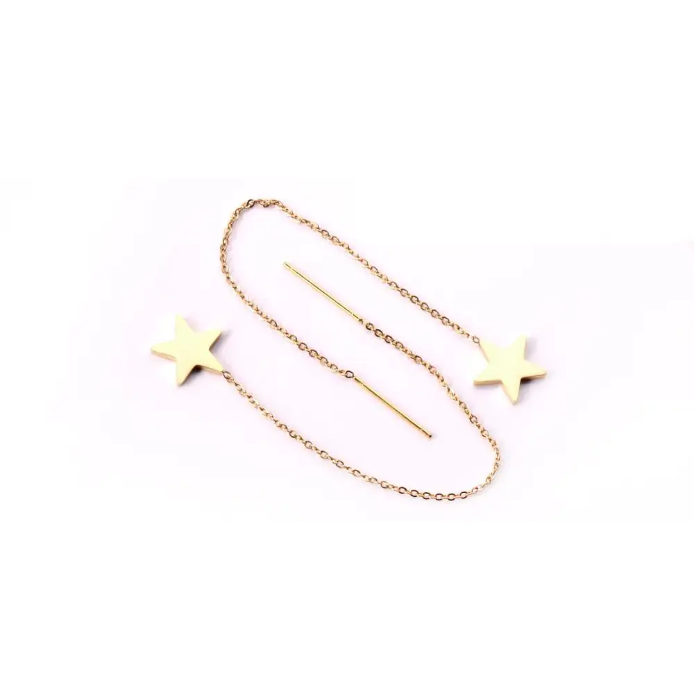 LUXUSTEEL Different Shape Ear Line Link Chain Earrings Gold/Silver Color Drop Earring Mujer Accessories Trendy Long Jewelry