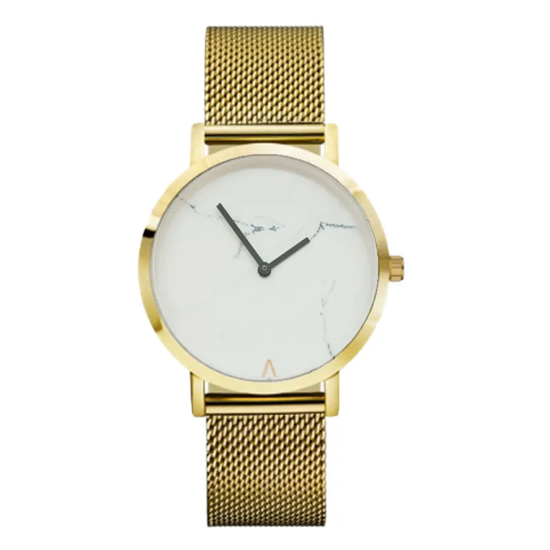 Fashion Luxury Brand Minimalist Style Marble Watch Stainless Steel leather Strap Simple Women Dress Watches Woman Quartz Clock