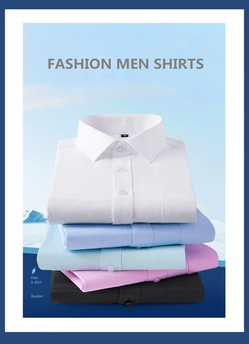 Qisha Мужская рубашка с длинным рукавом, деловая, умная, повседневная, однотонная, саржевая, Мужская одежда, тонкая, профессиональная, новая, серая, мужская рубашка
