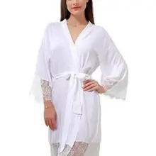 Хлопок мягкий и удобный халат для женщин Персонализированные кружево для отделки, пикантное женское кимоно, ночная рубашка халаты