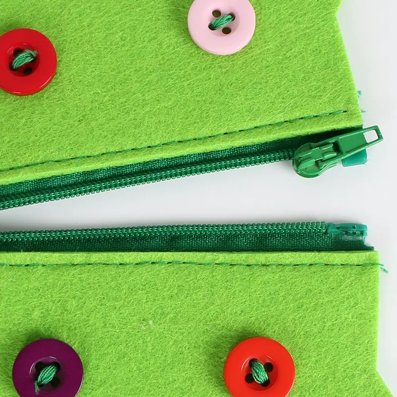  3Pcs/set Creative Felt Puzzle Teaching Toys Kids Handmade Fabric Frog Button Pull Zipper Kindergart - 32763968934