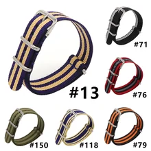Wholesale 22MM Multi Color Black Orange Army Sports nato fabric Nylon watchbands Watch Strap accessories Bands Buckle belt wrist