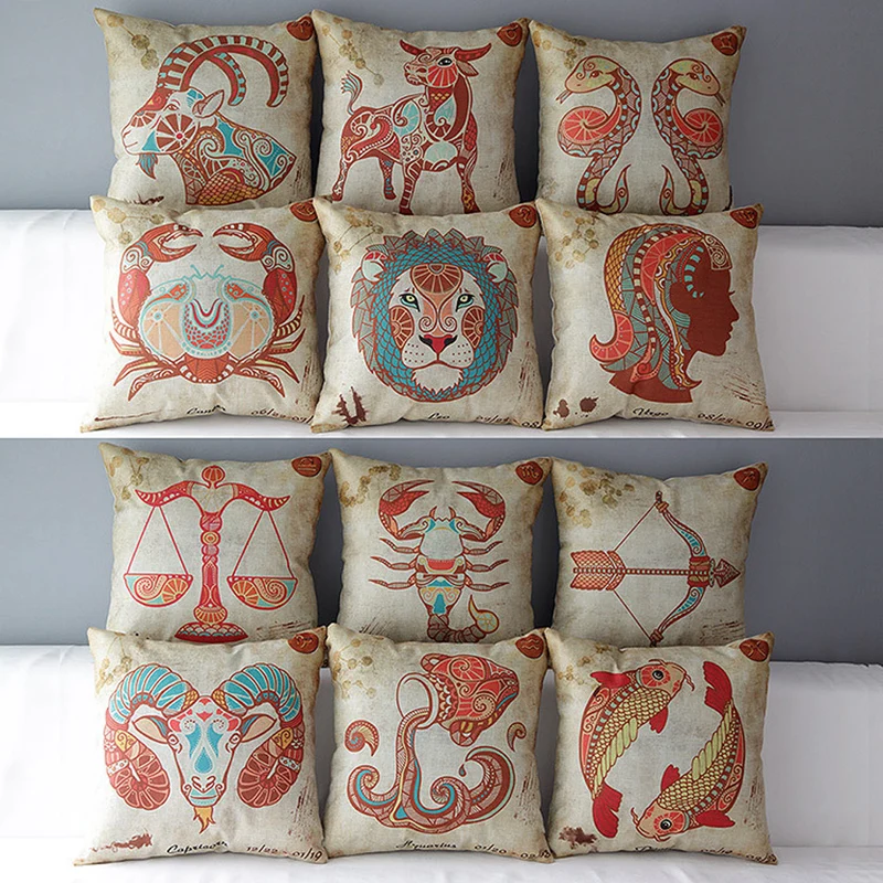 

Cushion Cover 12 zodiac pattern Decorative pillow cover Sofa Seat Case Car Pillowcase Soft Bed Pillow Case Home textiles