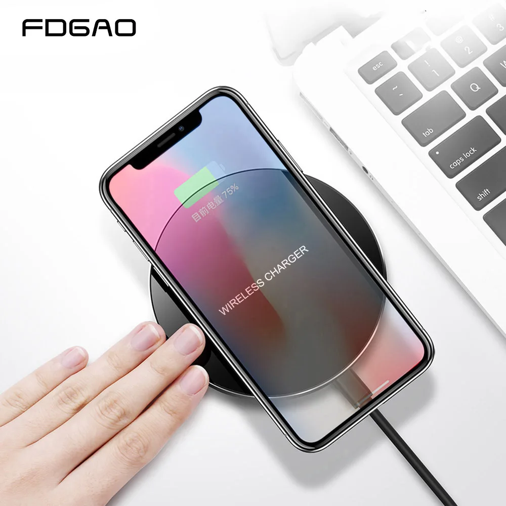 

FDGAO Wireless Charger for iPhone X 8 XS Max XR for Samsung S9 S8 Note 9 8 for Xiaomi Mi 9 MIX3 2S Qi Universal USB Charging Pad