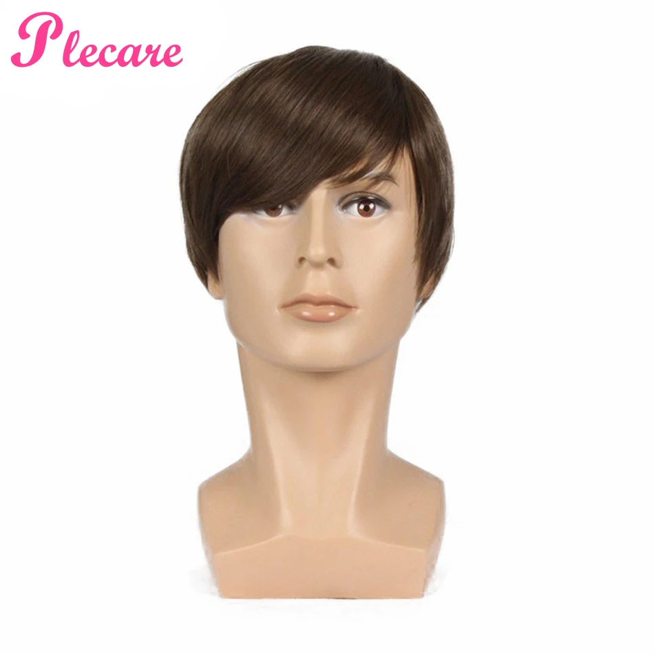 2 цвета 6 дюймов коричневый/Серебряный Ombre Striaght Synthetische Косплей парики Pruik voor Mannen