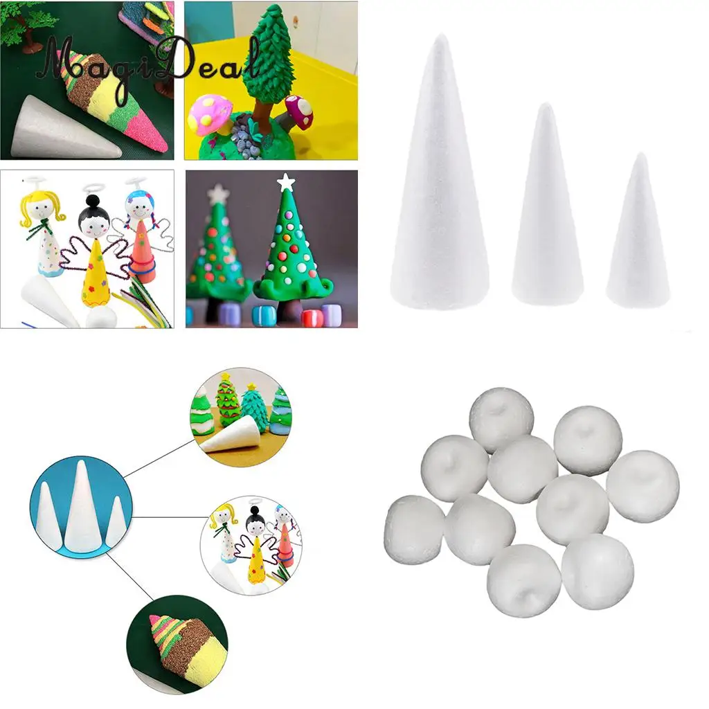 MagiDeal 13Pcs Cone  Styrofoam Foam For Handmade DIY Hand Crafts Xmas for kids Modelling projects handmade Christmas Tree 
