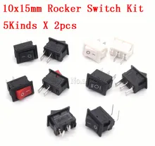 10 sztuk 10 MM * 15 MM przełącznik kołyskowy zestaw 2Pin 3Pin 3A 250 V KCD11 2/3 pozycję Snap- w On/Off na/Off/On 5 rodzajów X 2 sztuk