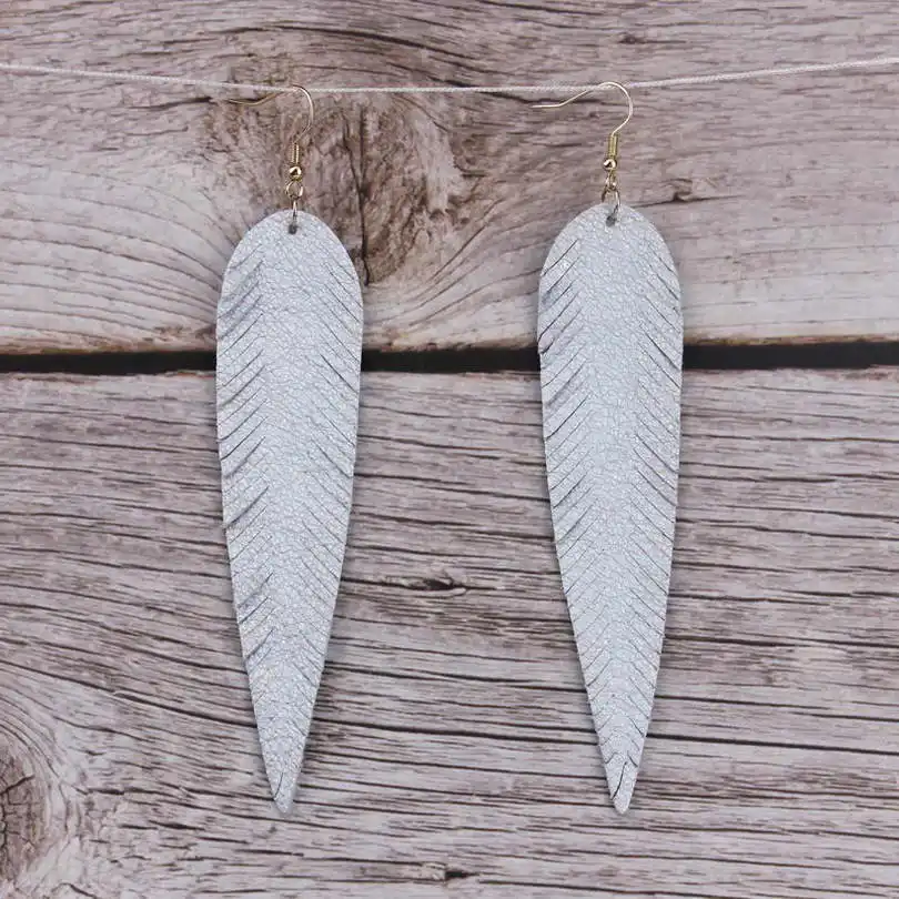 ZWPON удлиненные серьги-капли из натуральной кожи с перьями и листьями для женщин модные дизайнерские ювелирные изделия оптом