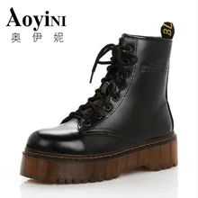 Осенне-зимние теплые мотоциклетные ботинки высокого качества на платформе из хлопка женские ботильоны в стиле панк Размеры 35-40