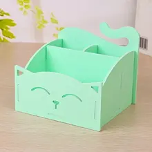 Зеленый DIY милый ПВХ кошка Настольный органайзер для дома/для хранение офисных принадлежностей держатель декор для ручки/карандаша/пульта дистанционного управления/очков
