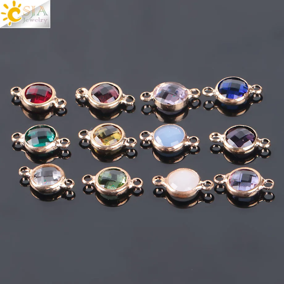 

CSJA Gold-color Double Hole Round Murano Faceted Glass Crystal Beads for DIY Earring Connector Handcrafted Jewelry Findings E963