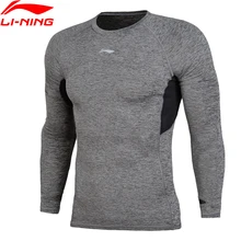 Li-Ning Мужская футболка для бега с длинным рукавом, облегающая, дышащая, для фитнеса, комфортная подкладка, Спортивная футболка, топы AUDN033 MTL989