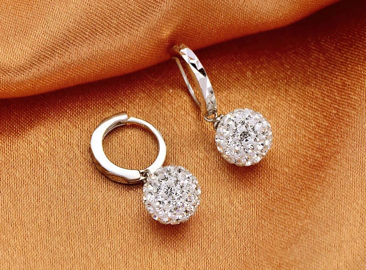 Серьги пусеты Shamballa из стерлингового серебра 925 пробы для вечеринок высокое