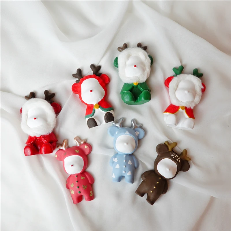 

Christmas Bear Silicone Cake Mold DIY Aroma Gypsum Plaster Silicone Molds For Car Decoration Deer Bear Clay Crafts Mould