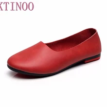 Женская обувь в стиле ретро; обувь ручной работы; мягкая обувь из натуральной кожи на плоской подошве; обувь для вождения Осенняя женская обувь на плоской подошве с круглым носком; большие размеры