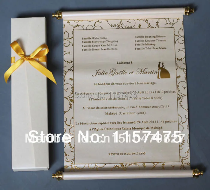 hi2051 hot sale scroll invitations for party greeting cards in scroll for invitation