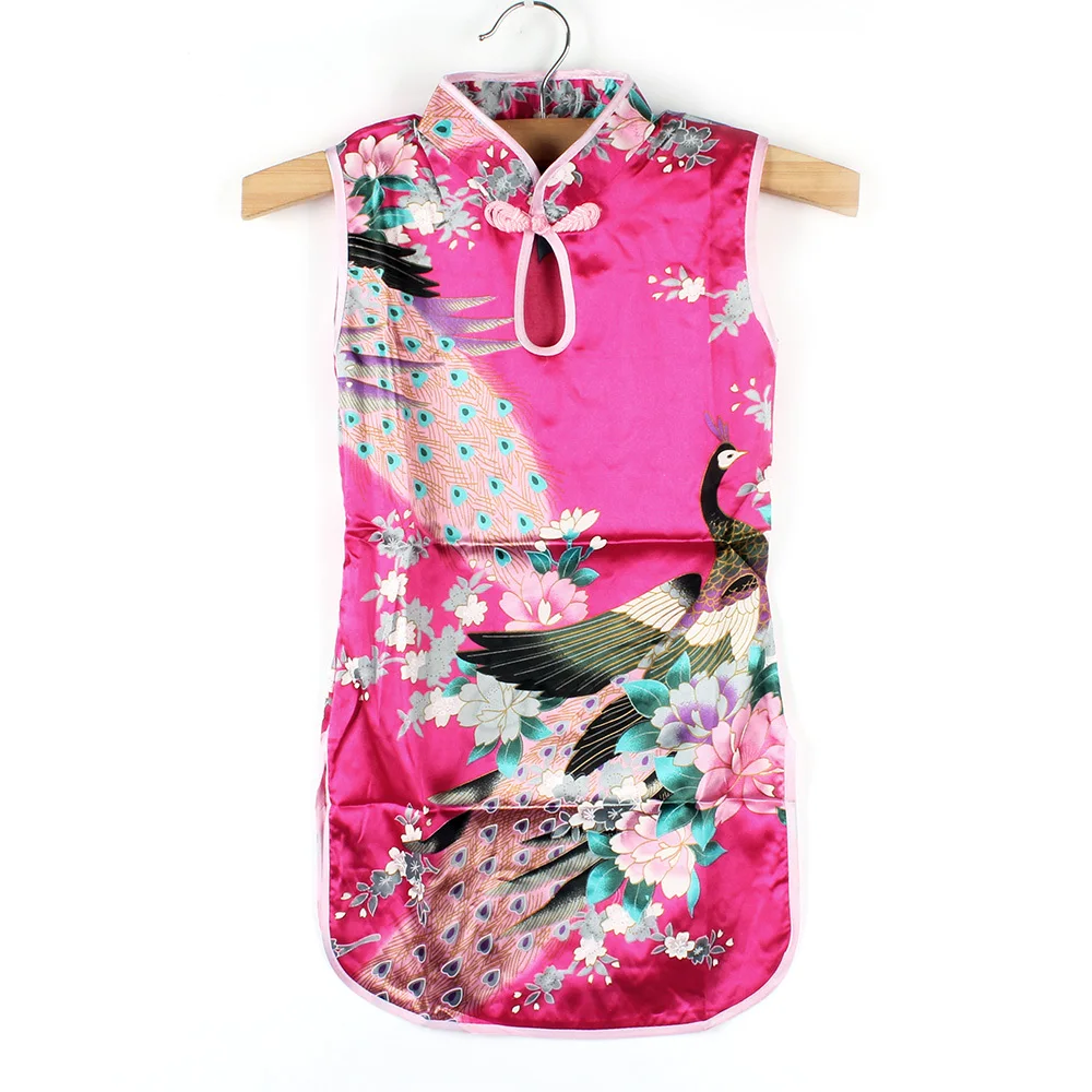

2-7 T Girl Chinese Dresses Kid Child Baby Peacock Cheongsam Dress Qipao Clothes