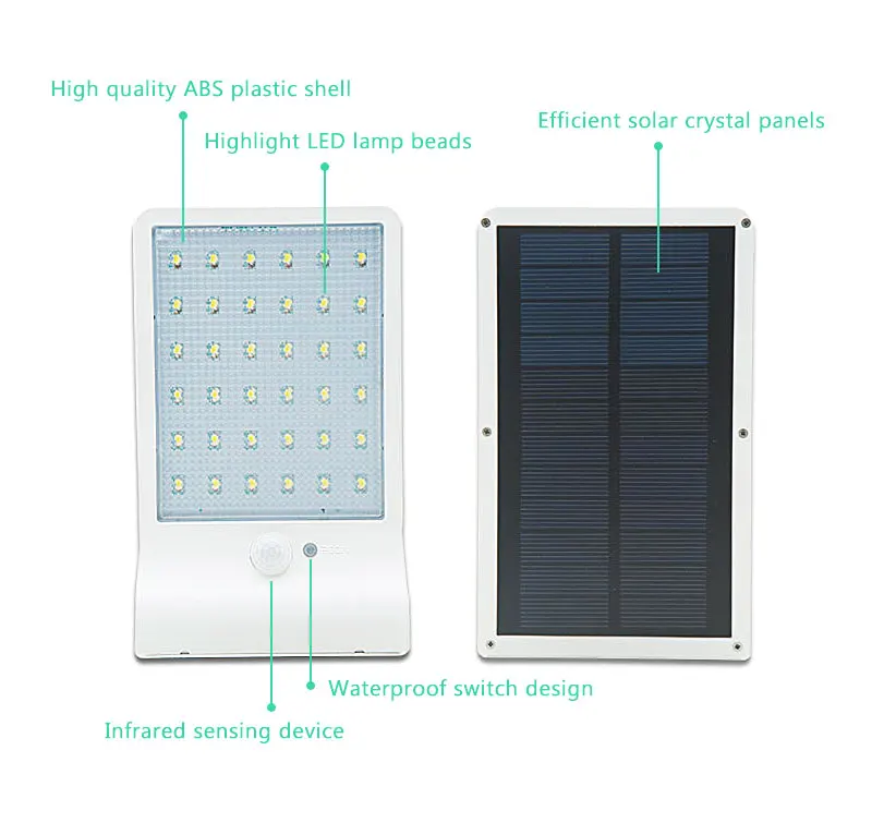 450LM 36 светодиодный настенный светильник на солнечной батарее с датчиком движения PIR, уличный светильник на солнечной энергии, уличный светильник для наружного освещения, настенный светильник для садовой дорожки
