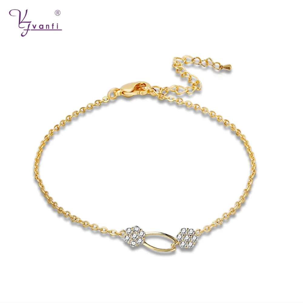 

Dubai Fashion Jewellery Flower Shape Gold Bracelets & Bangles With Cubic Zirconia For Women