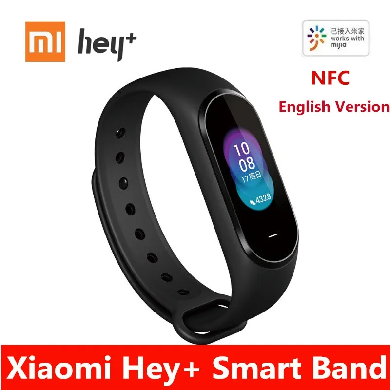 

English Version Xiaomi Hey Plus B1800 Smart Band 0.95'' AMOLED Touch Screen 50M Waterproof Heart Rate Monitor Watch With NFC