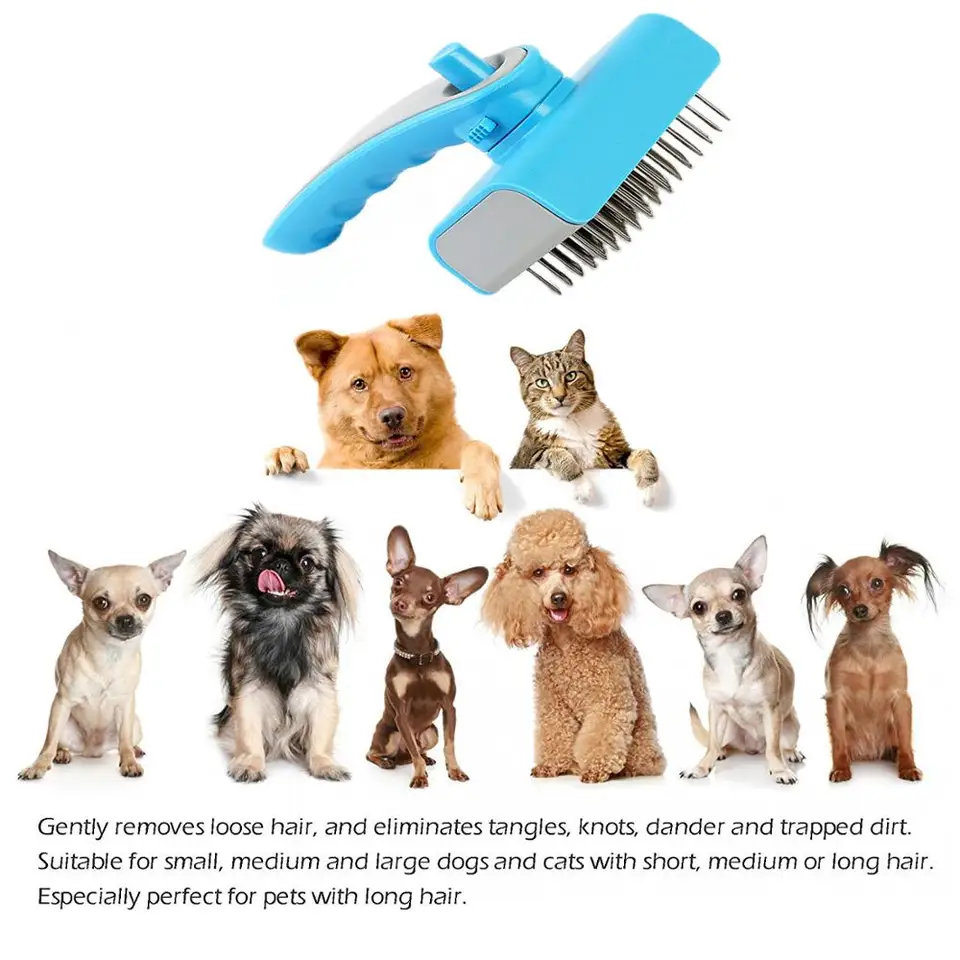 Dog Brush For Shedding Grooming Dematting Flea Comb Self Cleaning