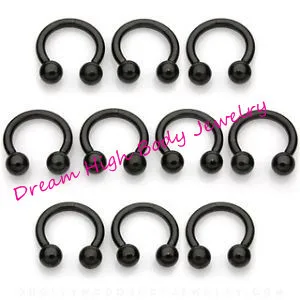 

Black Horseshoe Ball 16G Vacuum Titanium Nose Ring Eyebrow piercing Lip Stud Fashion Body Piercing Jewelry circular barbell