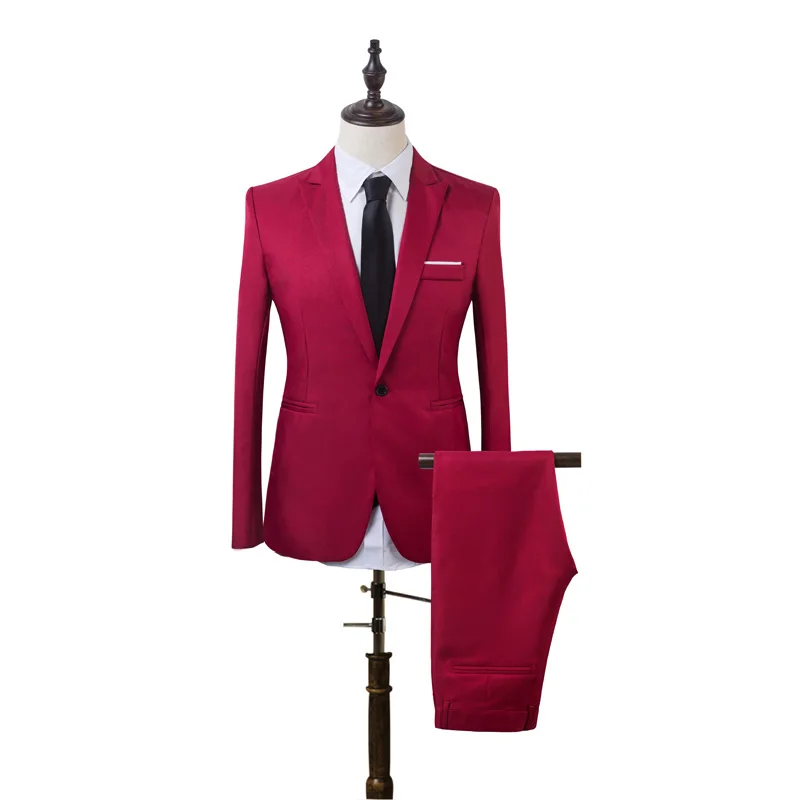 Cncool Business and Leisure Suit Men Two-piece Coat Trousers Suit Groom's Wedding Blazer+ Long Pants Men's Suits 7 Colors Option
