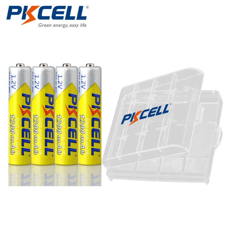 

4pcs PKCELL NIMH AAA Battery 1.2V 1200mAh NI-MH aaa Rechargeable Batteries For Flashlight Toys Microphone with 1pcs Battery Box