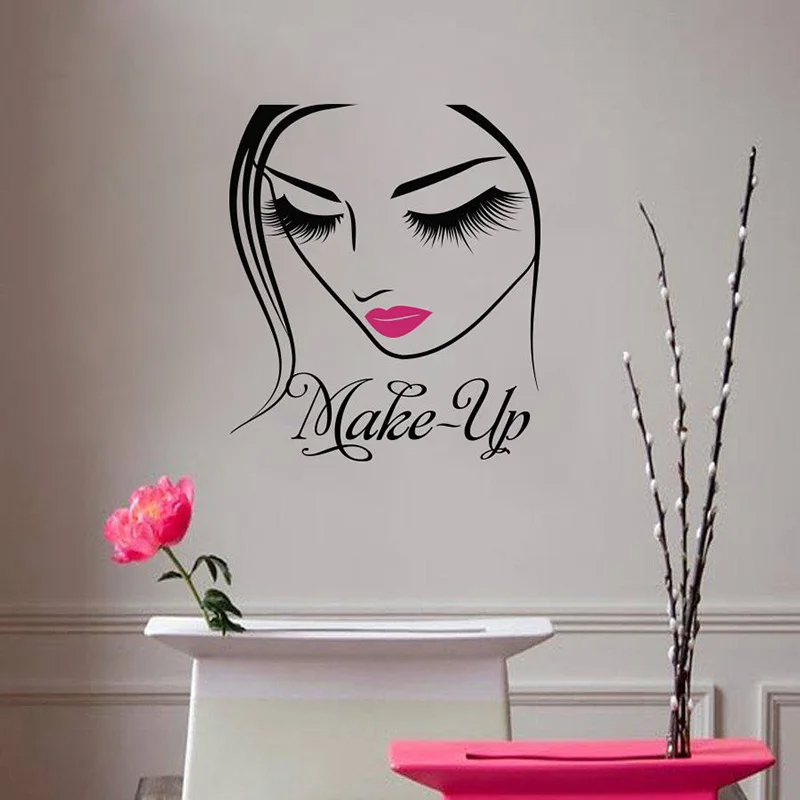 Красота девушки женщины лицо домашний декор Косметическая косметологическая Наклейка на стену виниловая художественная Съемная плакат настенная художественная дизайнерская наклейка W317