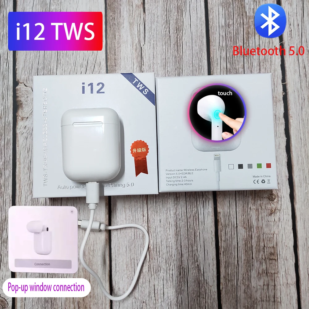 

Original Mini Portable i12 TWS Sports Earphones Pop-up Handsfree Earbuds In Ear Phone HIFI Stero Headset For iPhone Headphones