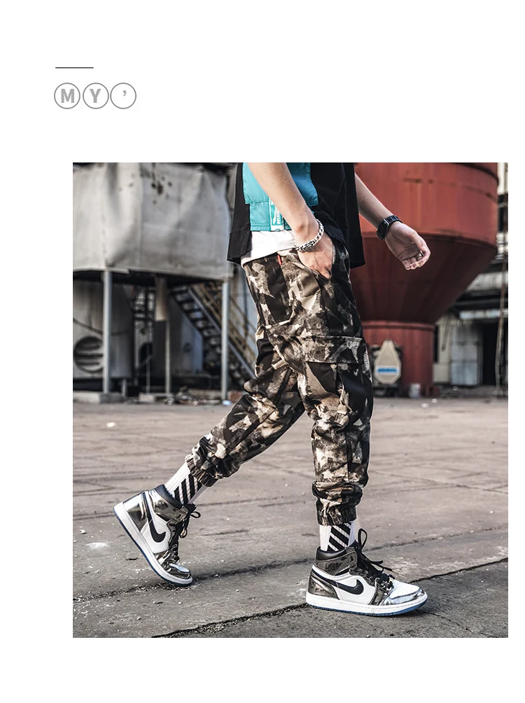 Una Reta/Мужские штаны в стиле хип-хоп; сезон осень; новые модные камуфляжные уличные брюки для бега; мужские тренировочные брюки; повседневные камуфляжные штаны-Карго