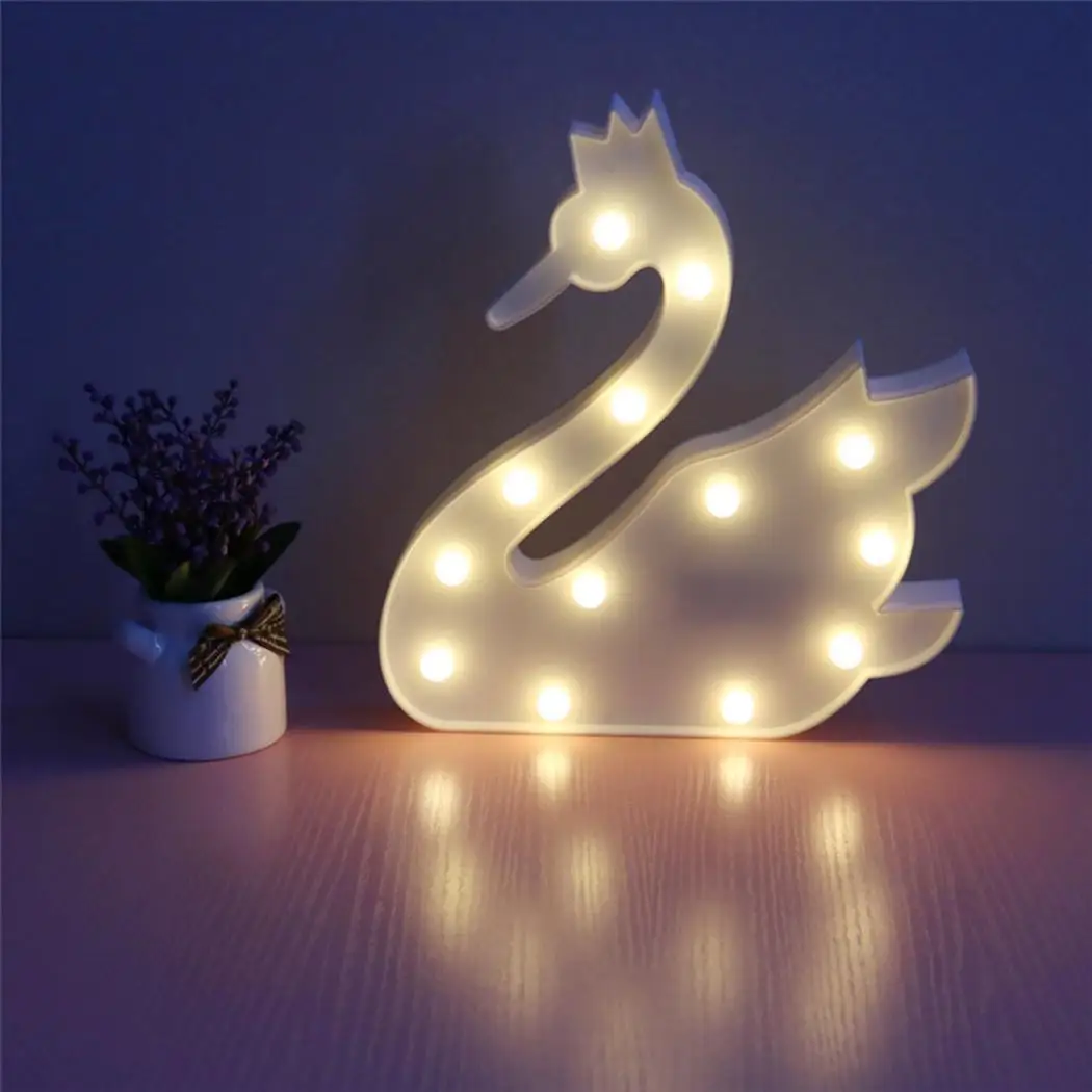 

LED Night Light Romantic Swan Shape Wall Hanging Home light Desk Decor Lamp 2 x AA batteries (not included)
