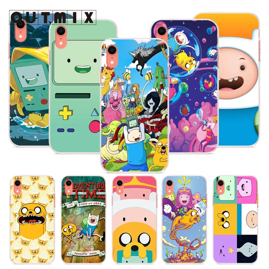 

OUTMIX adventure time Beemo BMO Jake Finn Cartoon Printed Covers case For iPhone 6s 6plus 6 7plus 7 8 8plus 5 5S SE XR XS max