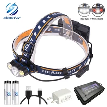 Super bright LED headlamp White light + Red light fishing headlight 7 lighting modes flashlight Use 2 x 18650 batteries Super bright LED headlamp White light + Red light fishing headlight 7 lighting modes flashlight Use 2 x 18650 batteries