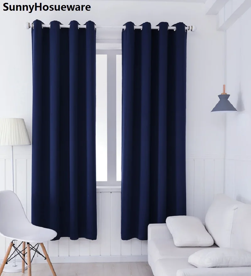 

SunnyHouseware Charming Pure Navy Blue curtain full shade curtains or cortinas for living room can be customize