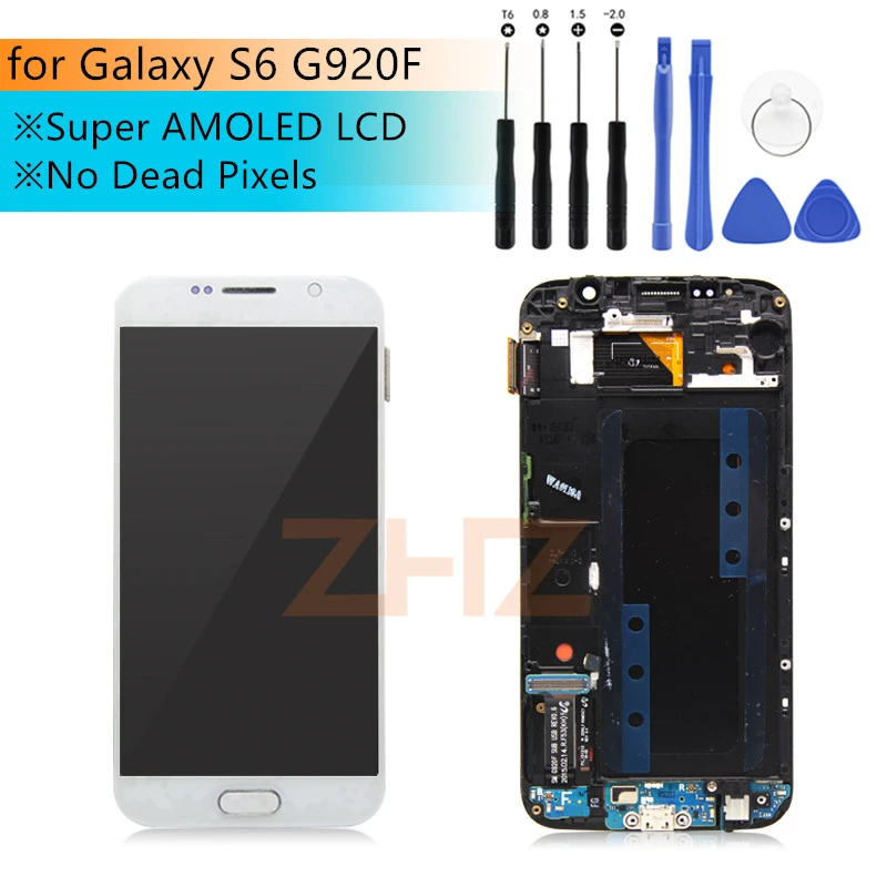 

lcd display for samsung galaxy s6 lcd screen display touch digitizer with frame for G920 G920f for samsung s6 lcd repair parts