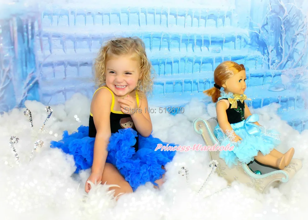 

Girl Princess Anna Halter Dress Snowflake 18" American Doll Elsa Outfit Set 1-8Y OD007