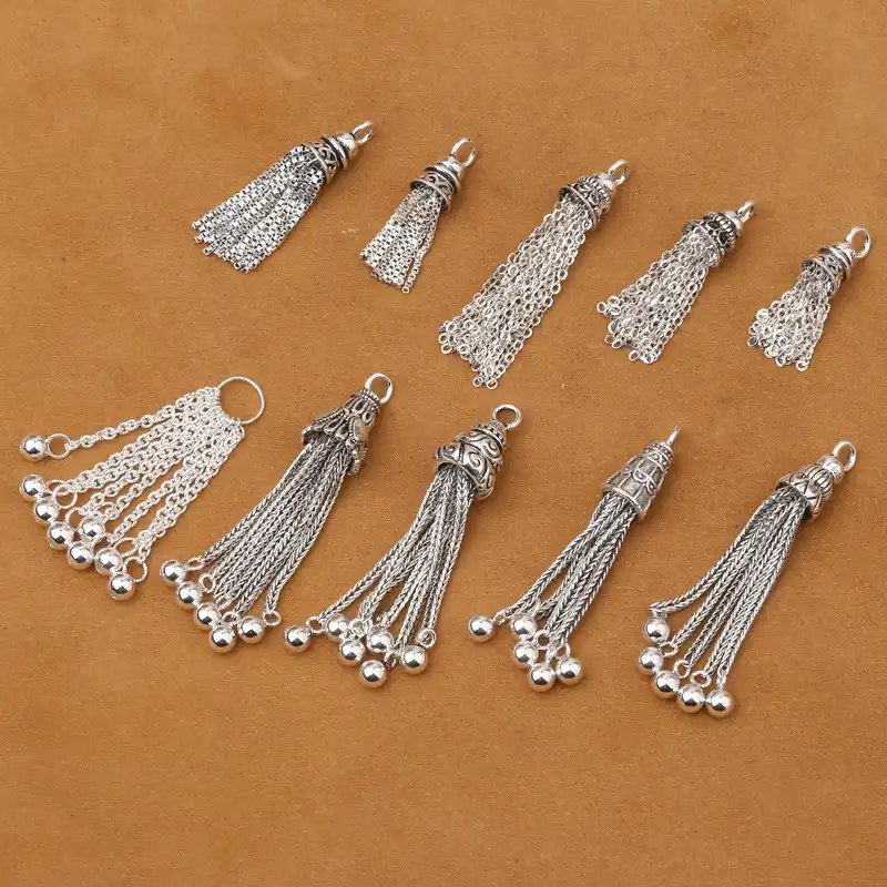 JPZCDK 10Pcs Quaste Zubehör Charms Pinsel DIY Herstellung von handgefertigten Quasten mit silbernen Kappen Ohrringe Anhänger JPZCDK 10Pcs Quaste Zubehör Charms Pinsel DIY Herstellung von handgefertigten Quasten mit silbernen Kappen Ohrringe Anhänger
