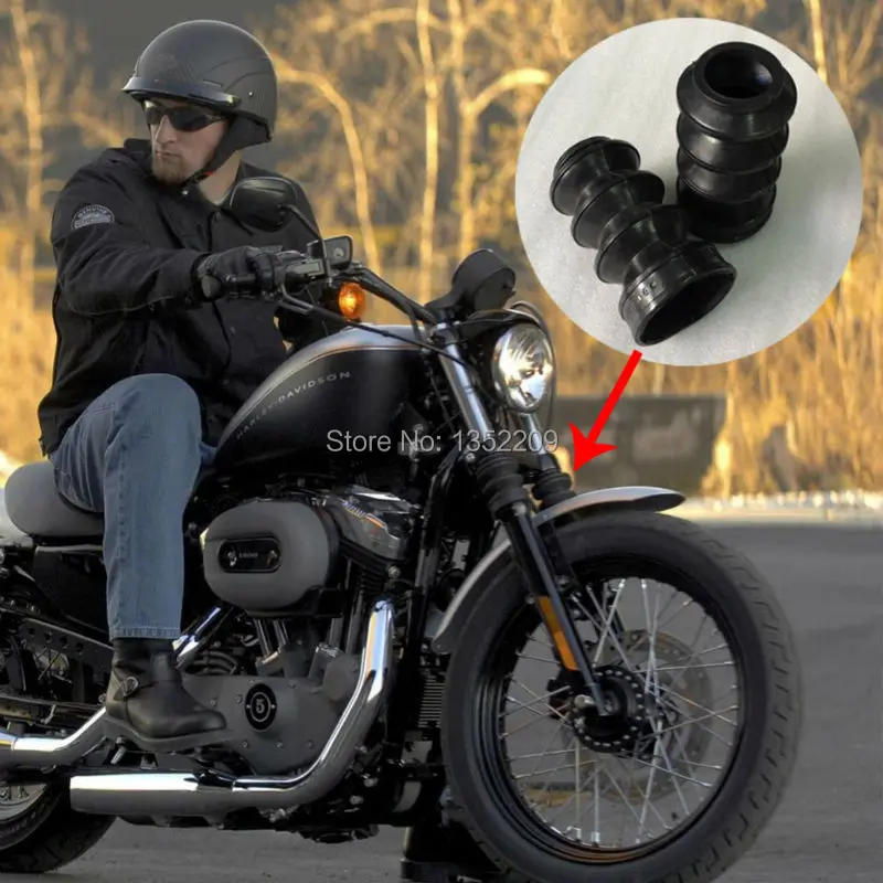 Rubber 39mm Fork Gaiters Gators Boots Fits For Harley HD Sportster XL