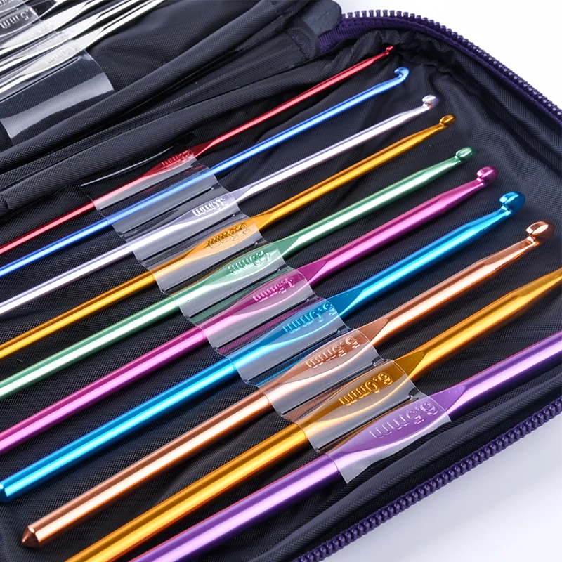 

22 Pcs/Set Stainless Steel Needles Crochet Hooks Multi Color Knitting Needles Tools with Case for Handle Weave Craft Tool 460030