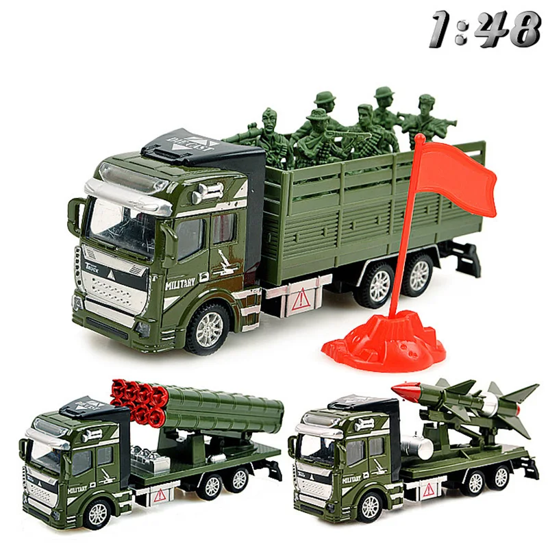 

Alloy Military Car Set Transport Truck Rocket Car Missile Vehicle Pull Back Toy Car Model For Boy Gift 1:48