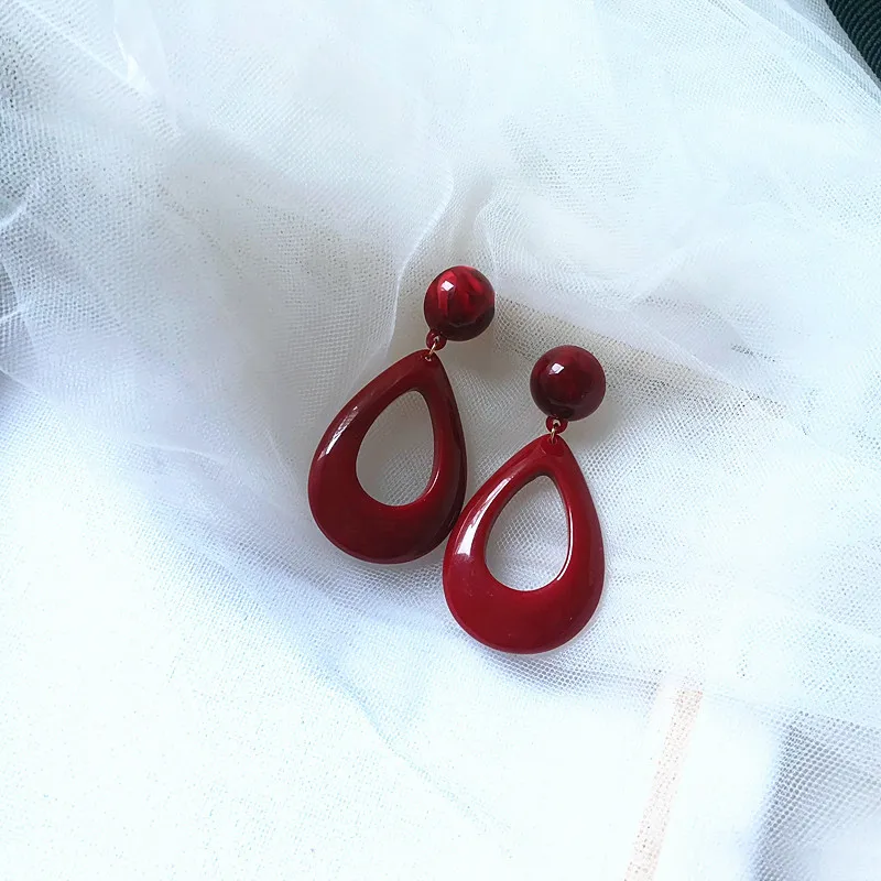 BELLAHYDIARY Hot Red Acrylic Acetate Water Drop Earrings For Women Girls Sexy Wedding Party Earings Pendientes Jewelry Brincos (2)