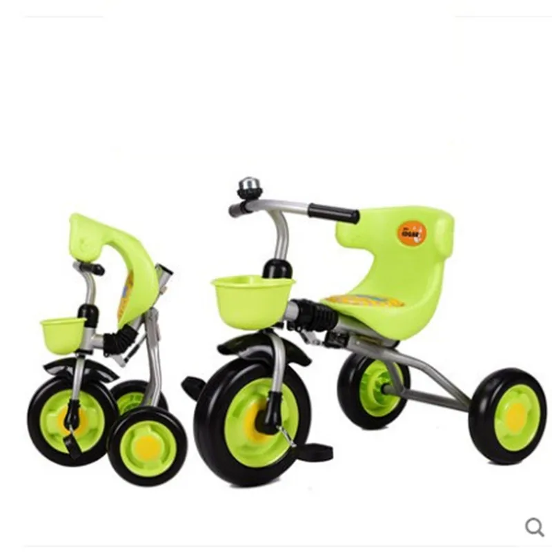 Складной детский трехколесный велосипед 1-3-2-6 лет Детская педаль коляски велосипед коляска детские игрушки - Цвет: Зеленый