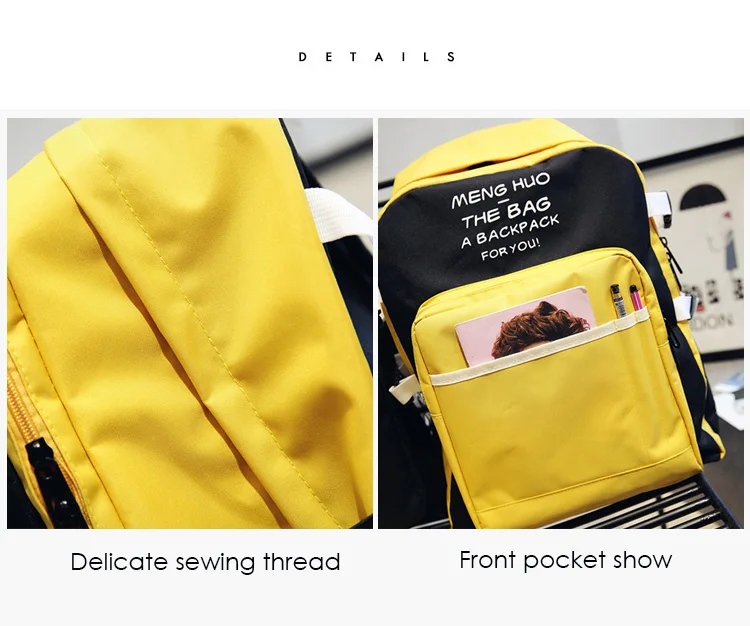 Menghuo 2PCSSet Women Backpacks Panelled Book Bags Preppy Style School Bags for Teenage Girls Composite Backpack Sets Mochila (52)
