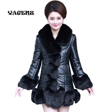 Зимнее пальто больших размеров 4XL зимнее пальто из лисьего меха теплое пальто из искусственного меха высокое качество Кожаная Вышивка меховой воротник верхняя одежда