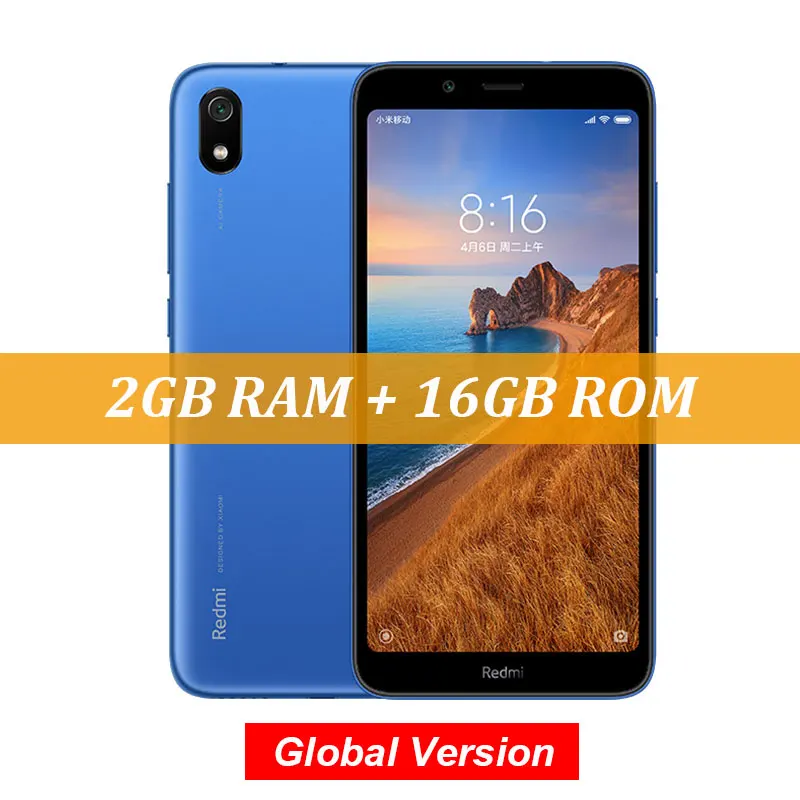 Xiaomi Redmi 7A 7 A, 2 ГБ, 16 ГБ, 5,45 дюйма, Восьмиядерный мобильный телефон Snapdargon 439, аккумулятор 4000 мАч, камера 12 МП, глобальная версия - Цвет: 16GB Blue