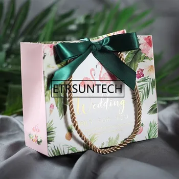 100pcs Flamingo Kraft Paper Bag With Handles and Ribbon Paper Gift Bags For Wedding Party Favors Present Cookies Candy Cake bag 100pcs Flamingo Kraft Paper Bag With Handles and Ribbon Paper Gift Bags For Wedding Party Favors Present Cookies Candy Cake bag